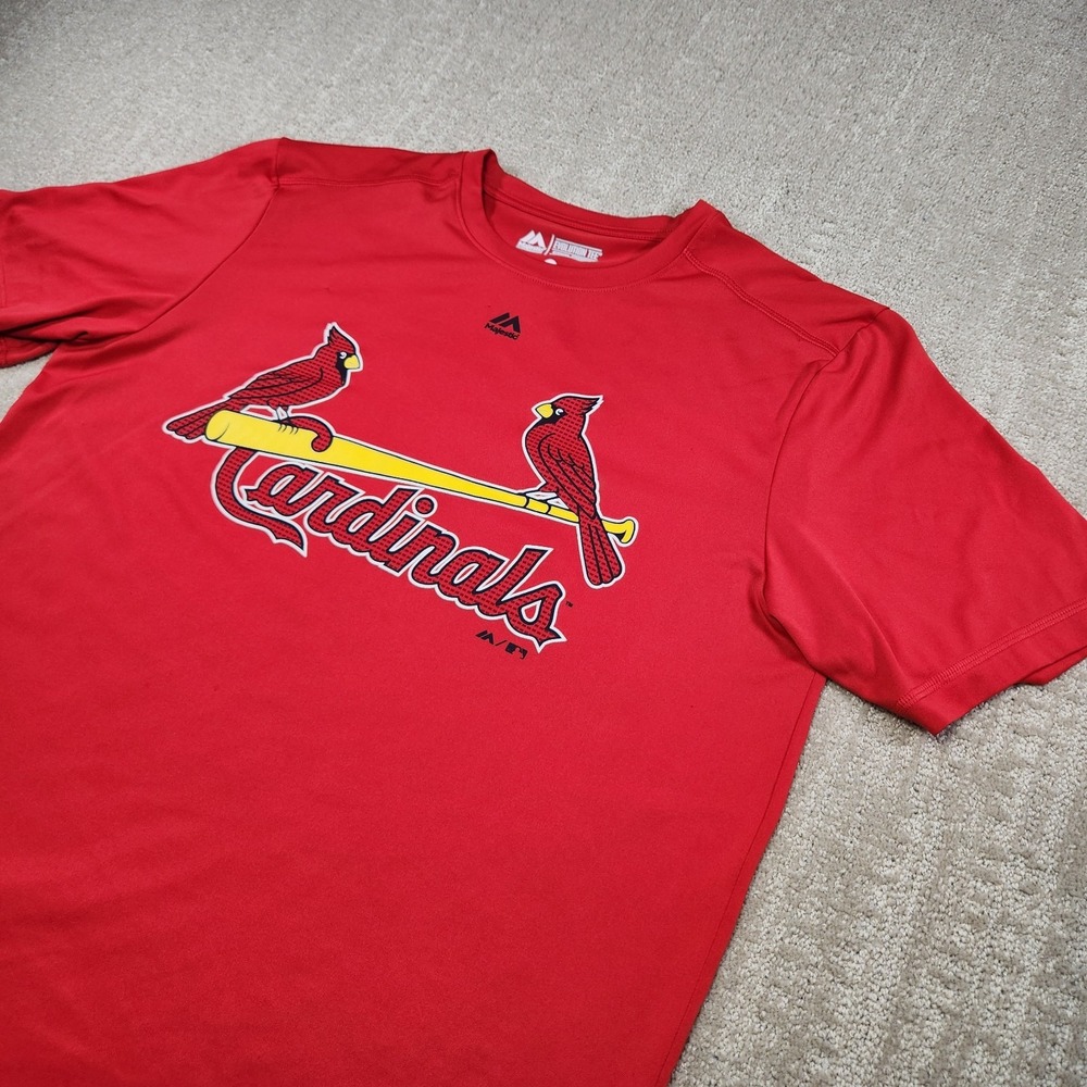 St Louis Cardinals Shirt Men Large Player Issue Majestic Evolution Tee Red MLB